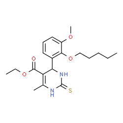 ChemSpider 2D Image | Ethyl 4-[3-methoxy-2-(pentyloxy)phenyl]-6-methyl-2-thioxo-1,2,3,4-tetrahydro-5-pyrimidinecarboxylate | C20H28N2O4S