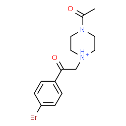 ChemSpider 2D Image | 4-Acetyl-1-[2-(4-bromophenyl)-2-oxoethyl]piperazin-1-ium | C14H18BrN2O2