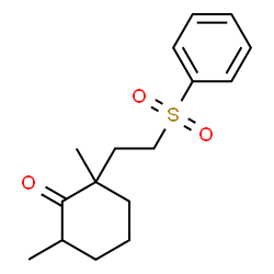 ChemSpider 2D Image | 2,6-Dimethyl-2-[2-(phenylsulfonyl)ethyl]cyclohexanone | C16H22O3S