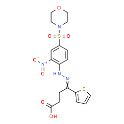 ChemSpider 2D Image | 4-{[4-(4-Morpholinylsulfonyl)-2-nitrophenyl]hydrazono}-4-(2-thienyl)butanoic acid | C18H20N4O7S2