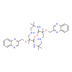 ChemSpider 2D Image | 3,3,6,10,10,13-Hexamethyl-6,13-bis(2-quinoxalinylmethoxy)-1,4,8,11-tetraazacyclotetradecane-5,12-dione | C34H44N8O4