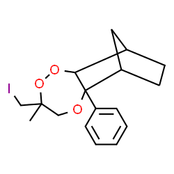 ChemSpider 2D Image | 5-(Iodomethyl)-5-methyl-8-phenyl-3,4,7-trioxatricyclo[7.2.1.0~2,8~]dodecane | C17H21IO3