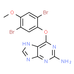 ChemSpider 2D Image | 6-(2,5-Dibromo-4-methoxyphenoxy)-7H-purin-2-amine | C12H9Br2N5O2