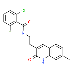 ChemSpider 2D Image | 2-Chloro-6-fluoro-N-[2-(7-methyl-2-oxo-1,2-dihydro-3-quinolinyl)ethyl]benzamide | C19H16ClFN2O2