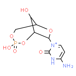 ChemSpider 2D Image | 4-Amino-1-(3,9-dihydroxy-3-oxido-2,4,7-trioxa-3-phosphabicyclo[4.2.1]non-8-yl)-2-oxo-2,3-dihydropyrimidin-1-ium | C9H13N3O7P