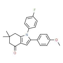 ChemSpider 2D Image | 1-(4-Fluorophenyl)-2-(4-methoxyphenyl)-6,6-dimethyl-1,5,6,7-tetrahydro-4H-indol-4-one | C23H22FNO2