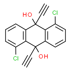 ChemSpider 2D Image | 1,5-Dichloro-9,10-diethynyl-9,10-dihydro-9,10-anthracenediol | C18H10Cl2O2