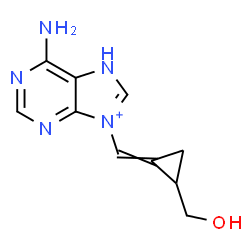 ChemSpider 2D Image | 6-Amino-9-{[2-(hydroxymethyl)cyclopropylidene]methyl}-7H-purin-9-ium | C10H12N5O