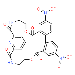 ChemSpider 2D Image | 10,17-Dinitro-6,21-dioxa-3,24,30-triazatetracyclo[24.3.1.0~8,13~.0~14,19~]triaconta-1(30),8,10,12,14,16,18,26,28-nonaene-2,7,20,25-tetrone | C25H19N5O10