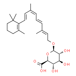ChemSpider 2D Image | (9cis)-O~15~-[(2R,3R,4S,5S,6S)-6-Carboxy-3,4,5-trihydroxytetrahydro-2H-pyran-2-yl]retinol | C26H38O7
