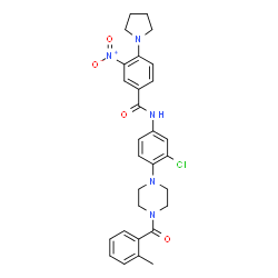 ChemSpider 2D Image | N-{3-Chloro-4-[4-(2-methylbenzoyl)-1-piperazinyl]phenyl}-3-nitro-4-(1-pyrrolidinyl)benzamide | C29H30ClN5O4