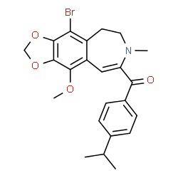 ChemSpider 2D Image | (4-Bromo-10-methoxy-7-methyl-6,7-dihydro-5H-[1,3]dioxolo[4,5-h][3]benzazepin-8-yl)(4-isopropylphenyl)methanone | C23H24BrNO4