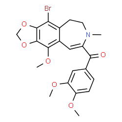 ChemSpider 2D Image | (4-Bromo-10-methoxy-7-methyl-6,7-dihydro-5H-[1,3]dioxolo[4,5-h][3]benzazepin-8-yl)(3,4-dimethoxyphenyl)methanone | C22H22BrNO6