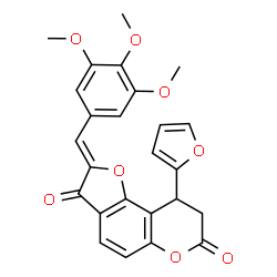 ChemSpider 2D Image | (2Z)-9-(2-Furyl)-2-(3,4,5-trimethoxybenzylidene)-8,9-dihydro-7H-furo[2,3-f]chromene-3,7(2H)-dione | C25H20O8