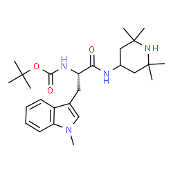 ChemSpider 2D Image | 1-Methyl-Nalpha-{[(2-methyl-2-propanyl)oxy]carbonyl}-N-(2,2,6,6-tetramethyl-4-piperidinyl)-L-tryptophanamide | C26H40N4O3