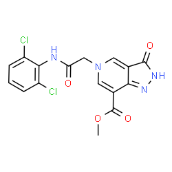 ChemSpider 2D Image | Methyl 5-{2-[(2,6-dichlorophenyl)amino]-2-oxoethyl}-3-oxo-3,5-dihydro-2H-pyrazolo[4,3-c]pyridine-7-carboxylate | C16H12Cl2N4O4