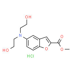 ChemSpider 2D Image | Methyl 5-[bis(2-hydroxyethyl)amino]-1-benzofuran-2-carboxylate hydrochloride (1:1) | C14H18ClNO5
