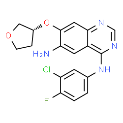 ChemSpider 2D Image | (R)-N4-(3-Chloro-4-fluorophenyl)-7-((tetrahydrofuran-3-yl)oxy)quinazoline-4,6-diamine | C18H16ClFN4O2