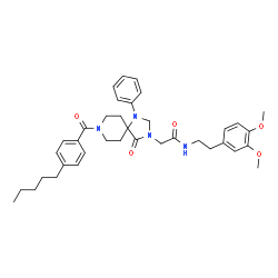 ChemSpider 2D Image | N-[2-(3,4-Dimethoxyphenyl)ethyl]-2-[4-oxo-8-(4-pentylbenzoyl)-1-phenyl-1,3,8-triazaspiro[4.5]dec-3-yl]acetamide | C37H46N4O5