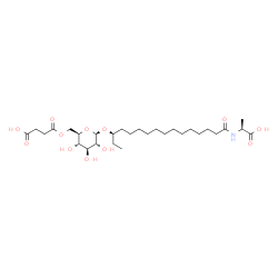 ChemSpider 2D Image | (3R)-16-{[(1S)-1-Carboxyethyl]amino}-16-oxo-3-hexadecanyl 6-O-(3-carboxypropanoyl)-beta-D-glucopyranoside | C29H51NO12