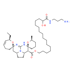 ChemSpider 2D Image | 16-[(3-Aminopropyl)amino]-15-hydroxy-16-oxohexadecyl (2R,2a'S,3'R,4'S,6''S,7R,8a'R)-7-ethyl-6''-methyl-1',2',2a',3',3'',4,4'',5'',6'',7,8',8a'-dodecahydro-3H,5'H-dispiro[oxepine-2,7'-[5,6,8b]triazaace
naphthylene-4',2''-pyran]-3'-carboxylate | C41H71N5O6