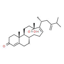 ChemSpider 2D Image | (6aR,9Z,11R,13aS,13bR)-11-Hydroperoxy-11,13b-dimethyl-10-[(2R)-5-methyl-4-methylene-2-hexanyl]-1,2,5,6,6a,7,8,11,12,13,13a,13b-dodecahydro-3H-cyclonona[a]naphthalen-3-one | C27H42O3