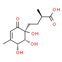 ChemSpider 2D Image | (2R)-2-Methyl-4-[(1S,5R,6R)-1,5,6-trihydroxy-4-methyl-2-oxo-3-cyclohexen-1-yl]butanoic acid | C12H18O6
