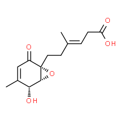 ChemSpider 2D Image | (3E)-6-[(1R,5R,6R)-5-Hydroxy-4-methyl-2-oxo-7-oxabicyclo[4.1.0]hept-3-en-1-yl]-4-methyl-3-hexenoic acid | C14H18O5