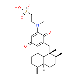 ChemSpider 2D Image | 2-[(3,6-Dioxo-5-{[(1R,2S,4aR)-1,2,4a-trimethyl-5-methylenedecahydro-1-naphthalenyl]methyl}-1,4-cyclohexadien-1-yl)(methyl)amino]ethanesulfonic acid | C24H35NO5S