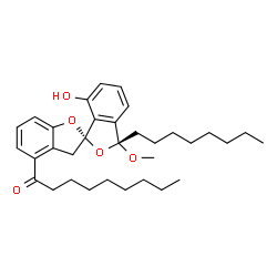 ChemSpider 2D Image | 1-[(2S,3'R)-7'-Hydroxy-3'-methoxy-3'-octyl-3H,3'H-spiro[1-benzofuran-2,1'-[2]benzofuran]-4-yl]-1-nonanone | C33H46O5