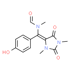 ChemSpider 2D Image | N-[(E)-(1,3-Dimethyl-2,5-dioxo-4-imidazolidinylidene)(4-hydroxyphenyl)methyl]-N-methylformamide | C14H15N3O4
