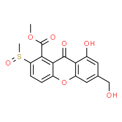 ChemSpider 2D Image | Methyl 8-hydroxy-6-(hydroxymethyl)-2-(methylsulfinyl)-9-oxo-9H-xanthene-1-carboxylate | C17H14O7S