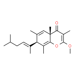 ChemSpider 2D Image | (4aS,7S)-2-Methoxy-3,4a,6,8-tetramethyl-7-[(2E)-5-methyl-2-hexen-2-yl]-4a,7-dihydro-4H-chromen-4-one | C21H30O3