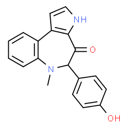 ChemSpider 2D Image | 5-(4-Hydroxyphenyl)-6-methyl-5,6-dihydropyrrolo[2,3-d][1]benzazepin-4(3H)-one | C19H16N2O2