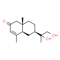 ChemSpider 2D Image | (4aR,6R,8aS)-6-[(2R)-1,2-Dihydroxy-2-propanyl]-4,8a-dimethyl-4a,5,6,7,8,8a-hexahydro-2(1H)-naphthalenone | C15H24O3
