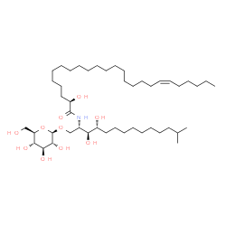 ChemSpider 2D Image | (2R,19Z)-N-[(2S,3S,4R)-1-(beta-D-Glucopyranosyloxy)-3,4-dihydroxy-13-methyl-2-tetradecanyl]-2-hydroxy-19-pentacosenamide | C46H89NO10