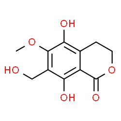 ChemSpider 2D Image | 5,8-Dihydroxy-7-(hydroxymethyl)-6-methoxy-3,4-dihydro-1H-isochromen-1-one | C11H12O6