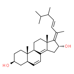ChemSpider 2D Image | (3beta,5alpha,16alpha,17E,22E,24xi)-Ergosta-6,8(14),17,22-tetraene-3,16-diol | C28H42O2