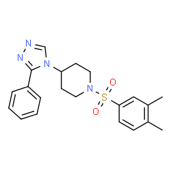 ChemSpider 2D Image | 1-[(3,4-Dimethylphenyl)sulfonyl]-4-(3-phenyl-4H-1,2,4-triazol-4-yl)piperidine | C21H24N4O2S