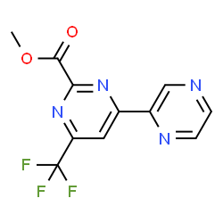 ChemSpider 2D Image | Methyl 4-(2-pyrazinyl)-6-(trifluoromethyl)-2-pyrimidinecarboxylate | C11H7F3N4O2