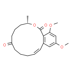 ChemSpider 2D Image | (3S,11Z)-14,16-Dimethoxy-3-methyl-3,4,5,6,9,10-hexahydro-1H-2-benzoxacyclotetradecine-1,7(8H)-dione | C20H26O5
