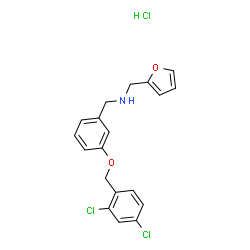 ChemSpider 2D Image | 1-{3-[(2,4-Dichlorobenzyl)oxy]phenyl}-N-(2-furylmethyl)methanamine hydrochloride (1:1) | C19H18Cl3NO2