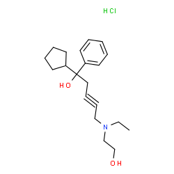 ChemSpider 2D Image | 1-Cyclopentyl-5-[ethyl(2-hydroxyethyl)amino]-1-phenyl-3-pentyn-1-ol hydrochloride (1:1) | C20H30ClNO2