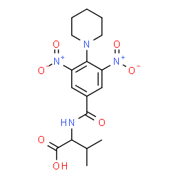 ChemSpider 2D Image | N-[3,5-Dinitro-4-(1-piperidinyl)benzoyl]valine | C17H22N4O7