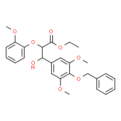 ChemSpider 2D Image | Ethyl 3-[4-(benzyloxy)-3,5-dimethoxyphenyl]-3-hydroxy-2-(2-methoxyphenoxy)propanoate | C27H30O8