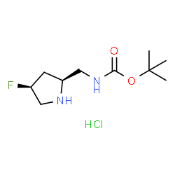 ChemSpider 2D Image | tert-Butyl (((2S,4S)-4-fluoropyrrolidin-2-yl)methyl)carbamate hydrochloride | C10H20ClFN2O2