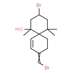 ChemSpider 2D Image | 3-Bromo-9-(bromomethylene)-1,5,5-trimethylspiro[5.5]undec-7-en-1-ol | C15H22Br2O