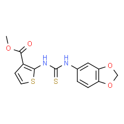 ChemSpider 2D Image | Methyl 2-[(1,3-benzodioxol-5-ylcarbamothioyl)amino]-3-thiophenecarboxylate | C14H12N2O4S2