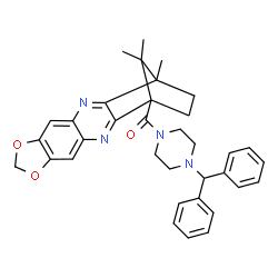 ChemSpider 2D Image | [4-(Diphenylmethyl)-1-piperazinyl][15,18,18-trimethyl-7,9-dioxa-3,13-diazapentacyclo[13.2.1.0~2,14~.0~4,12~.0~6,10~]octadeca-2,4(12),5,10,13-pentaen-1-yl]methanone | C35H36N4O3