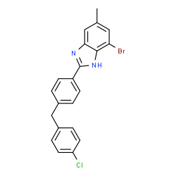 ChemSpider 2D Image | 7-Bromo-2-[4-(4-chlorobenzyl)phenyl]-5-methyl-1H-benzimidazole | C21H16BrClN2